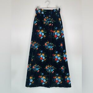 Paco Rabanne Floral Velvet Maxi Skirt Luxury Runway Statement Piece IT Size 34